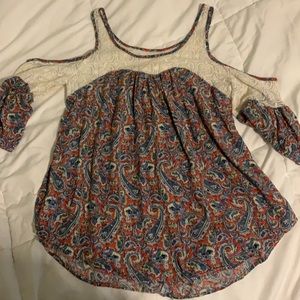 Floral open shoulder dress top